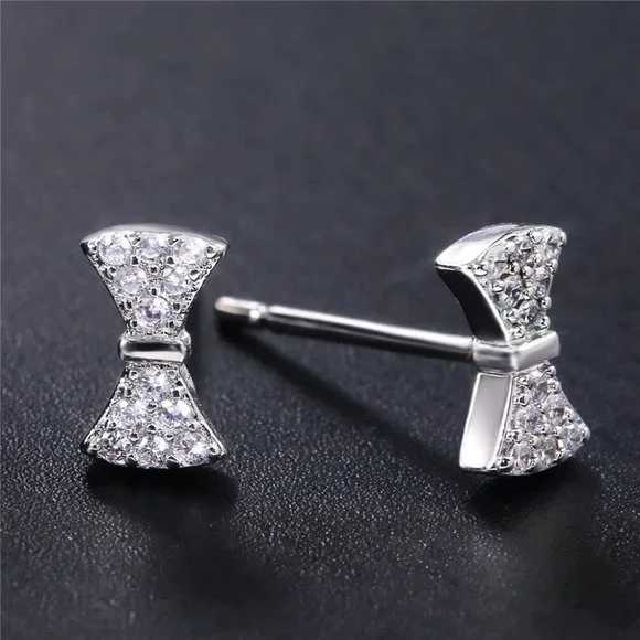🍁Dainty Bow Sweet CZ Bow Shape Stud Earrings for Women, GPMB1425 - Picture 2 of 6